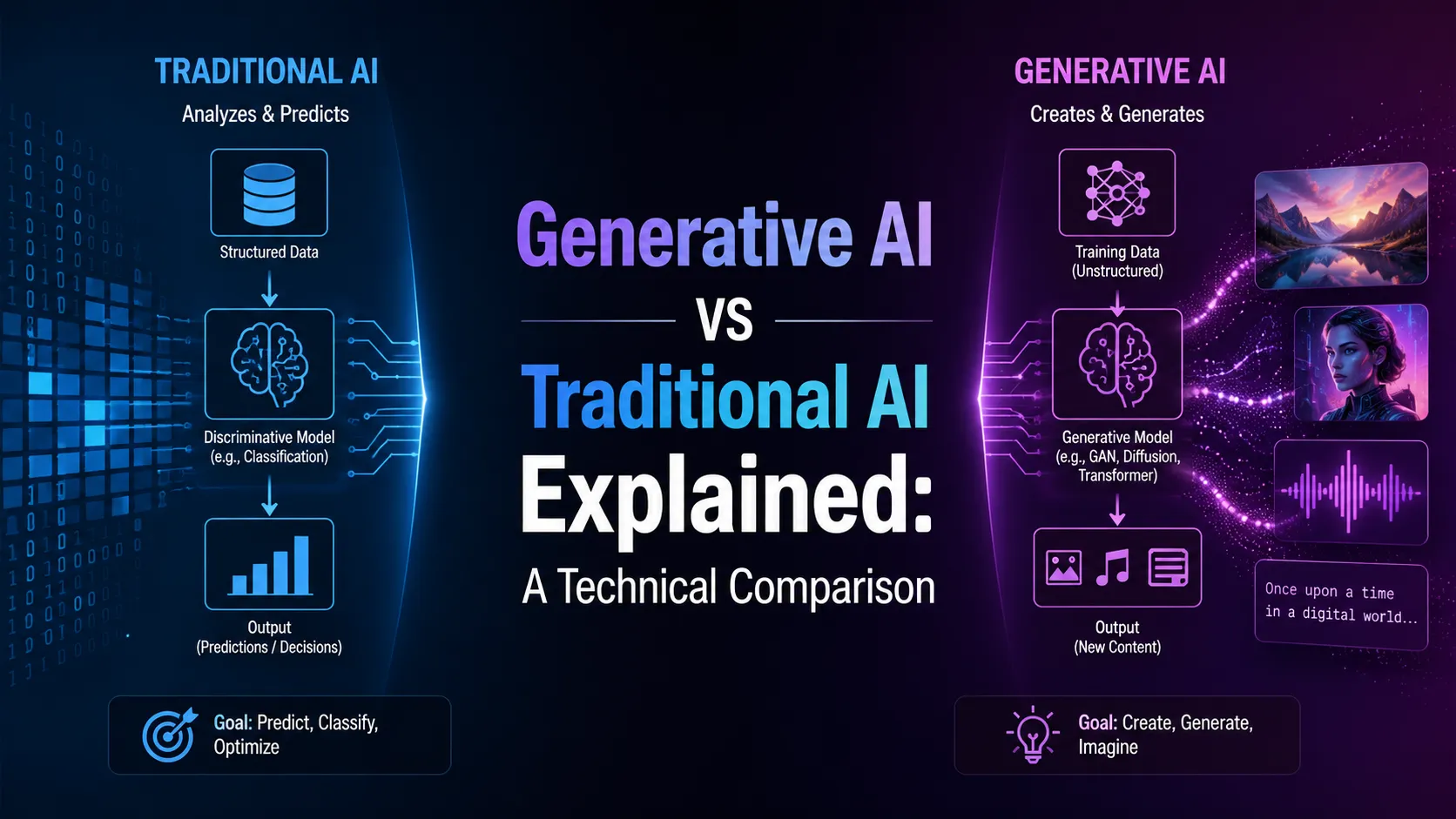 Generative AI vs Traditional AI: A Technical Comparison