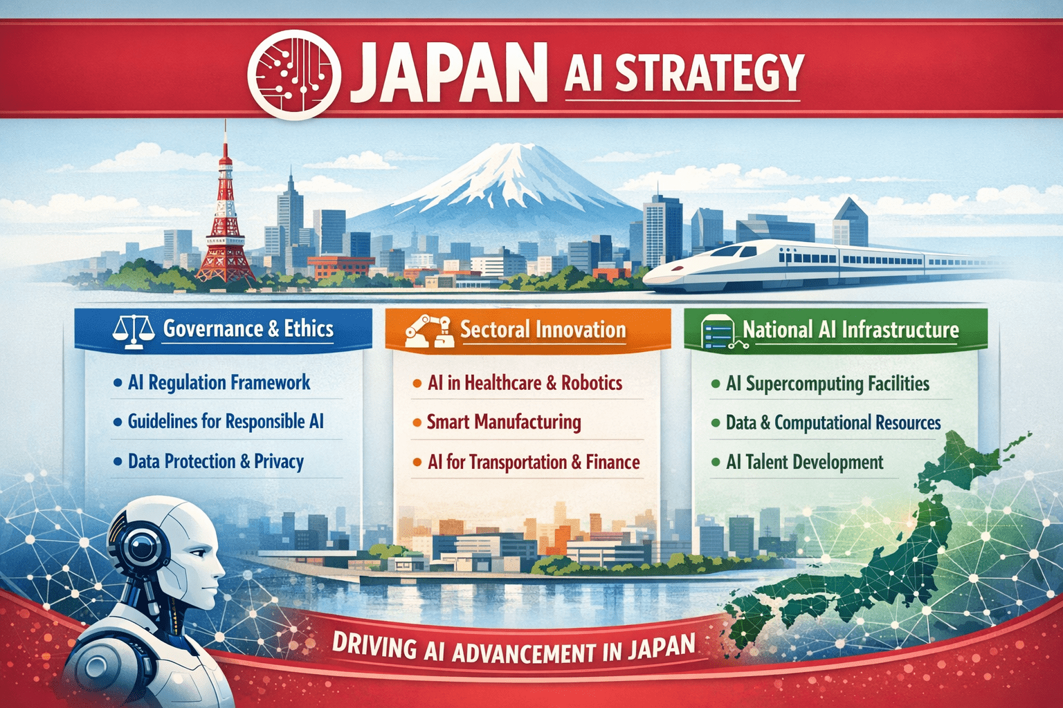 Japan AI Strategy: Governance, Sectoral Innovation, and National AI Infrastructure