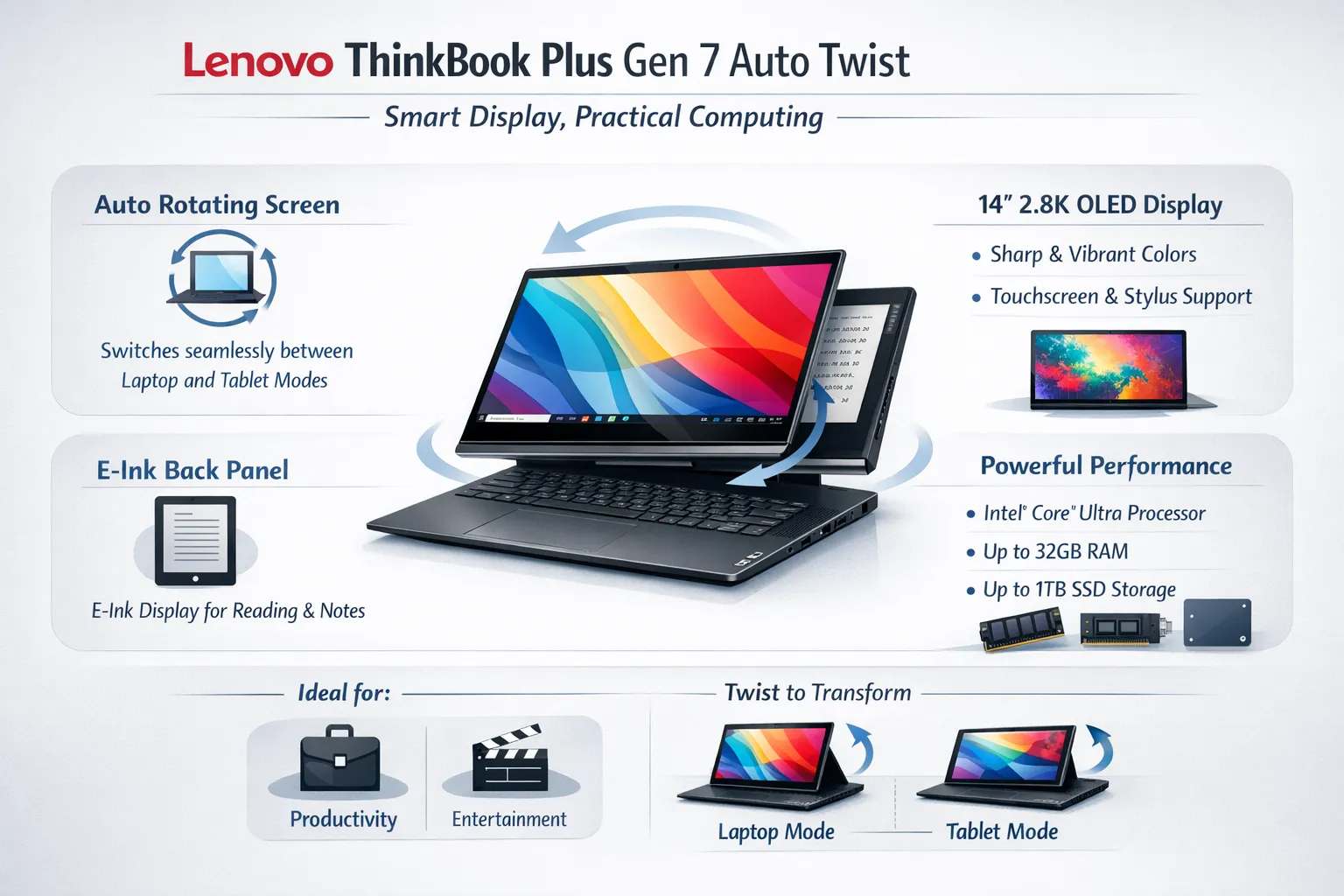 Lenovo ThinkBook Plus Gen 7 Auto Twist: Smart Display, Practical Computing